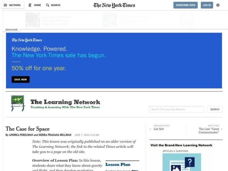 The Case for Space Lesson Plan