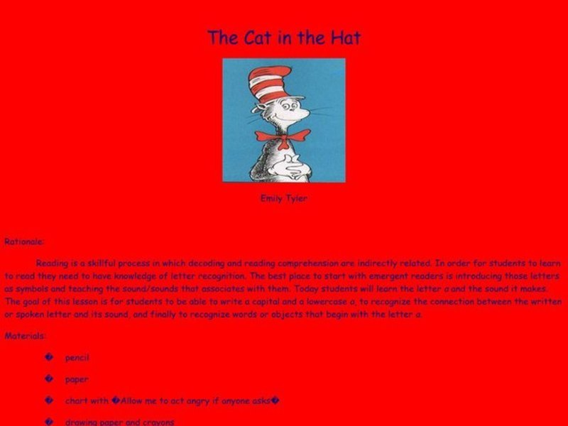The Cat in the Hat Lesson Plan