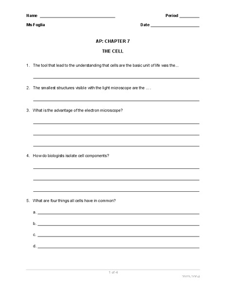 The Cell Worksheet