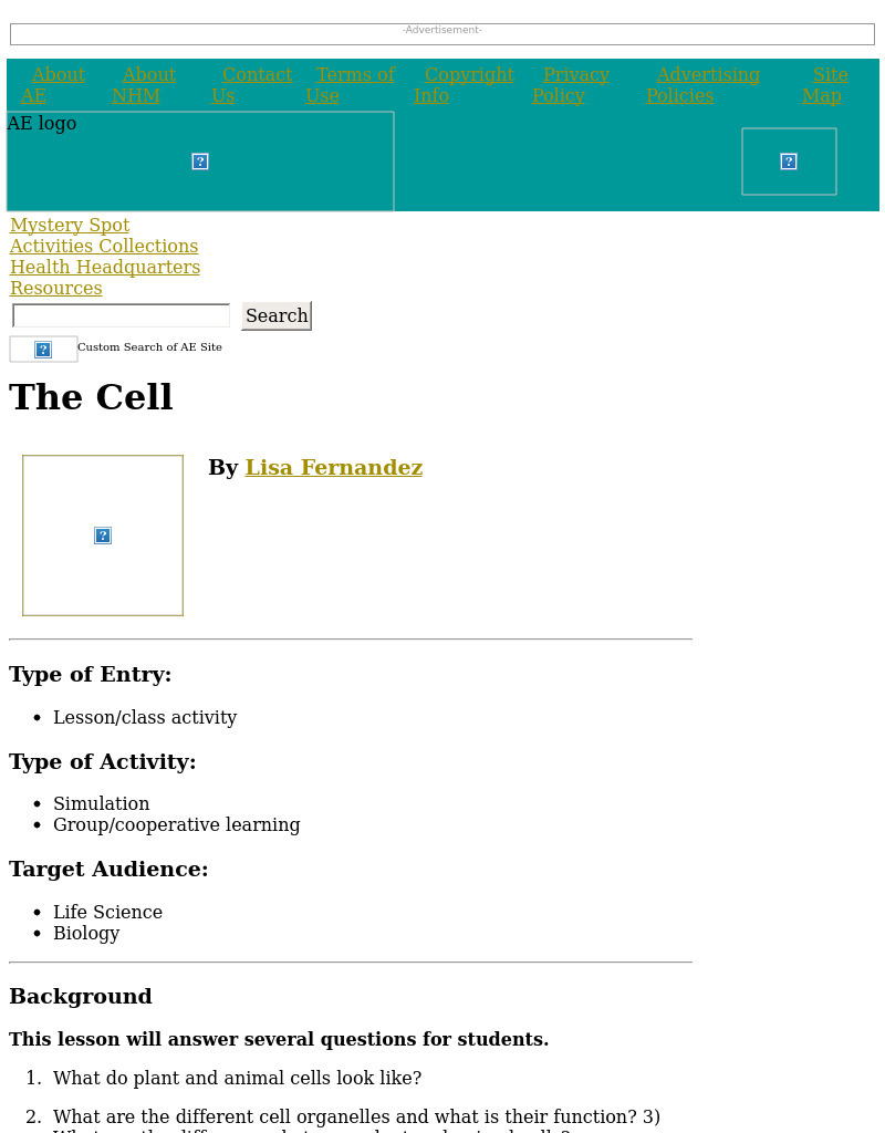The Cell Lesson Plan