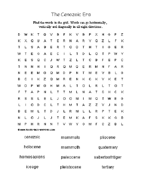 The Cenozoic Era Worksheet