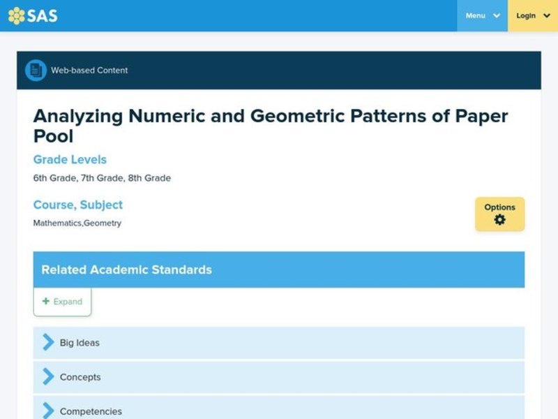 Analyzing Numeric and Geometric Patterns of Paper Pool Lesson Plan