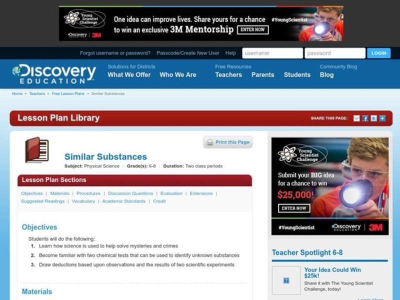 The Case of Similar Substances Lesson Plan