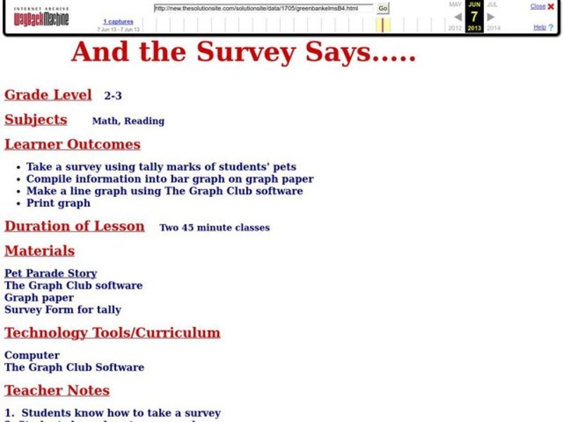 And the Survey Says... Lesson Plan