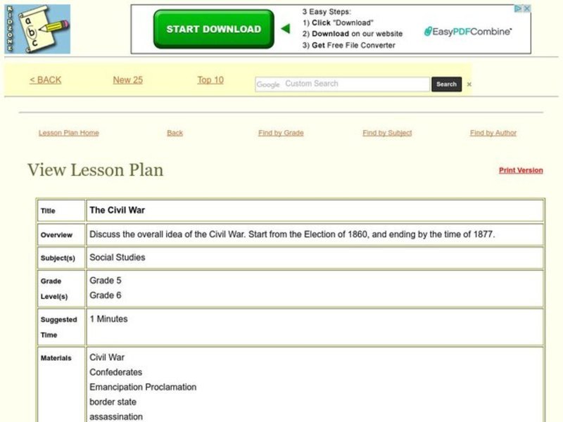 The Civil War Lesson Plan