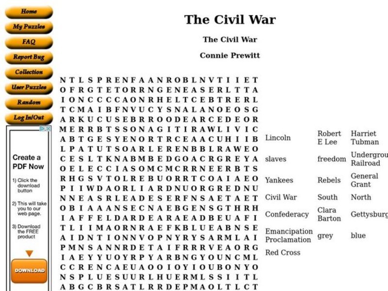 The Civil War Worksheet
