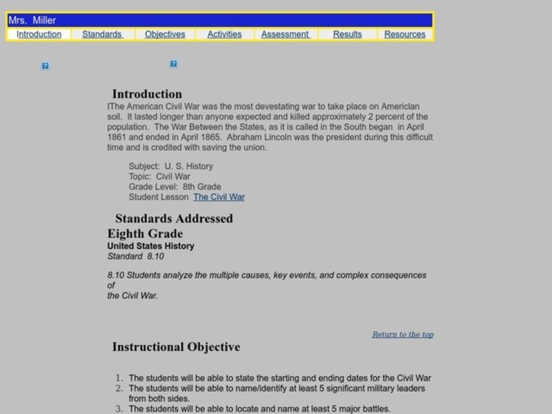 The Civil War Lesson Plan