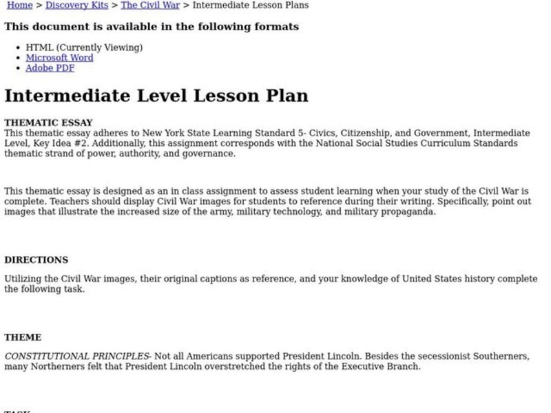 The Civil War Lesson Plan