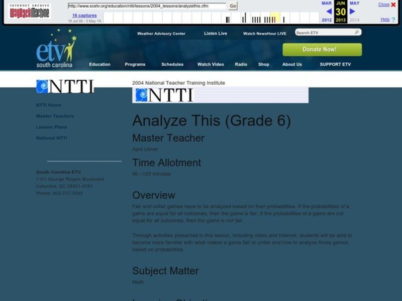 Analyze This Lesson Plan