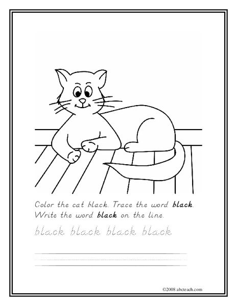 The Color Black Worksheet