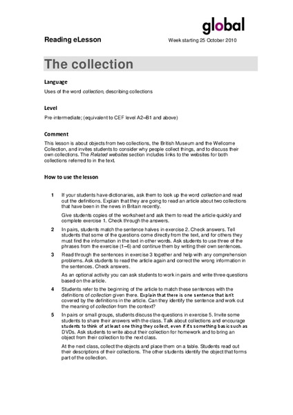 The Collection Lesson Plan