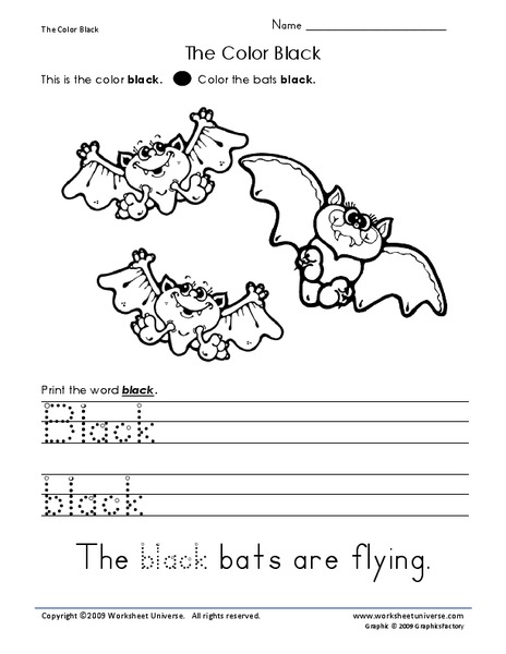 The Color Black Worksheet