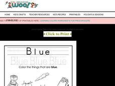 The Color Blue Worksheet