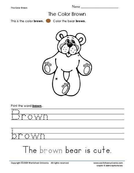 The Color Brown Worksheet