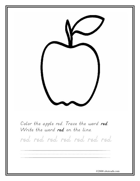 The Color Red Worksheet
