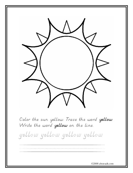 The Color Yellow Worksheet