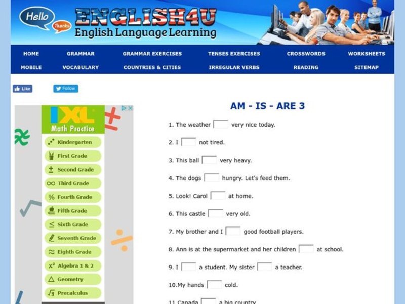 Am, Is, Are Interactive