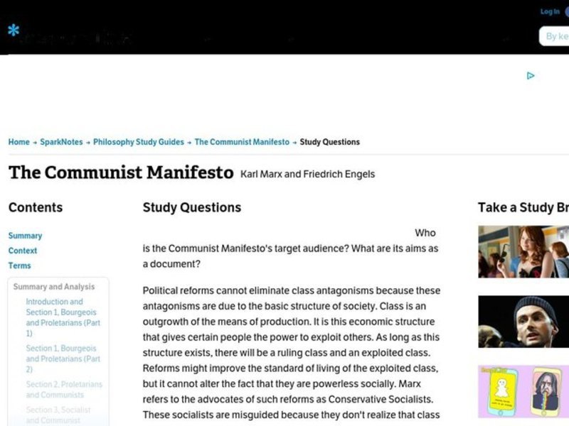 The Communist Manifesto Worksheet