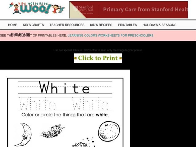 The Color White Worksheet
