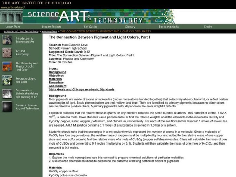 The Connection Between Pigment and Light Colors Lesson Plan