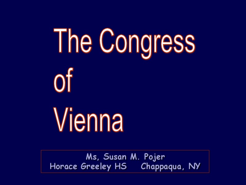 The Congress of Vienna PPT
