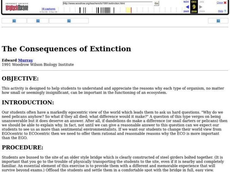 The Consequences of Extinction Lesson Plan