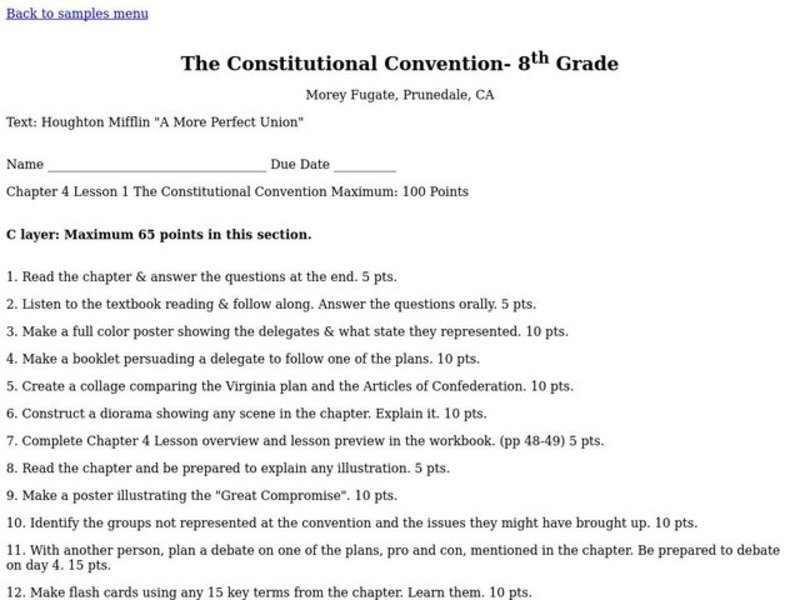 The Constitutional Convention Lesson Plan
