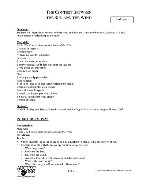 The Contest Between the Sun and the Wind Lesson Plan