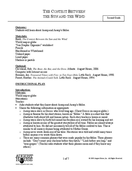 The Contest Between The Sun And The Wind Lesson Plan