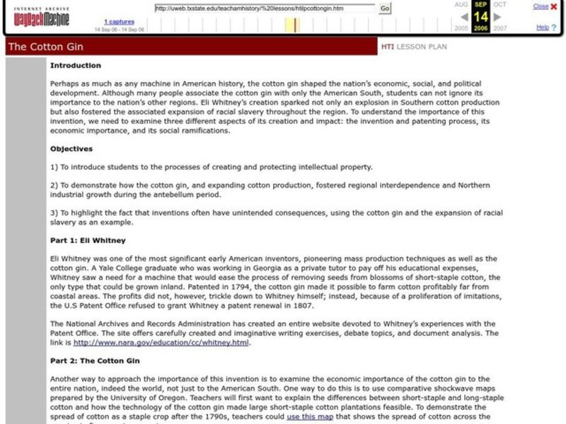 The Cotton Gin Lesson Plan