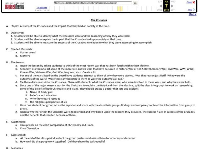 The Crusades Lesson Plan