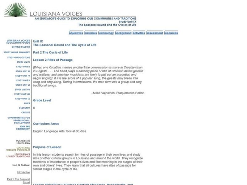 The Cycle of Life Lesson Plan