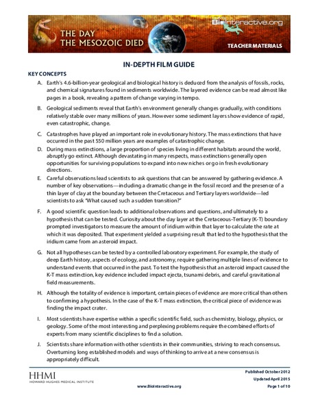 The Day the Mesozoic Died Lesson Plan