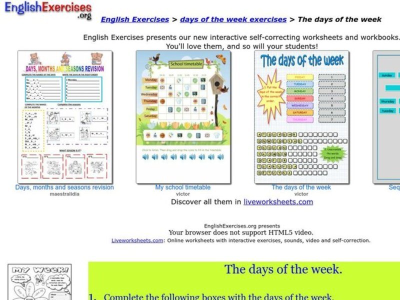 The Days of the Week Interactive