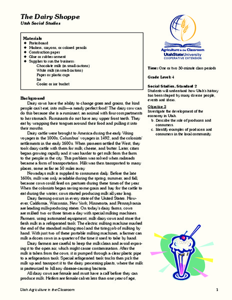 The Dairy Shoppe Lesson Plan