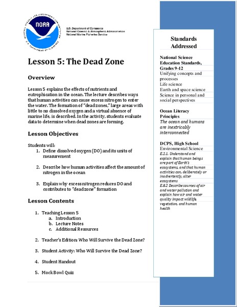The Dead Zone Lesson Plan