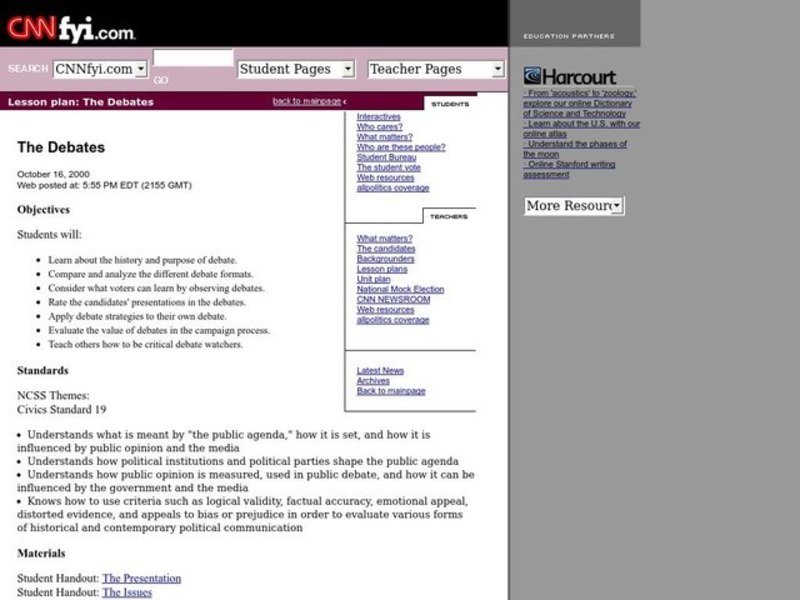 The Debates Lesson Plan