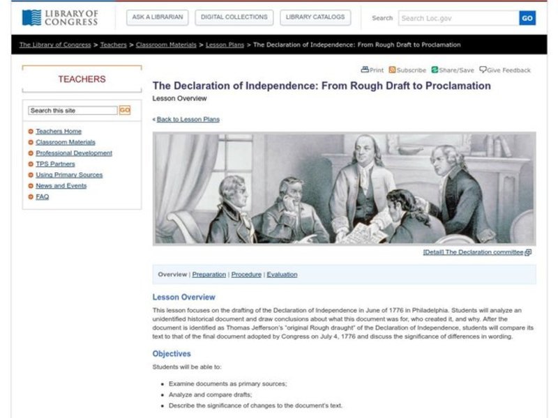 The Declaration of Independence: From Rough Draft to Proclamation Lesson Plan