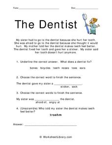 The Dentist Worksheet