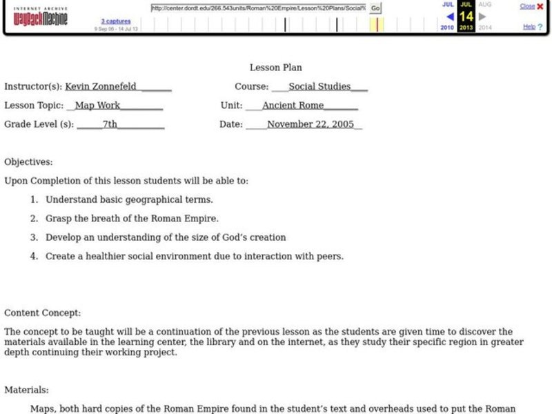 Ancient Rome: Map Work Lesson Plan