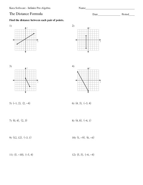 The Distance Formula Worksheet