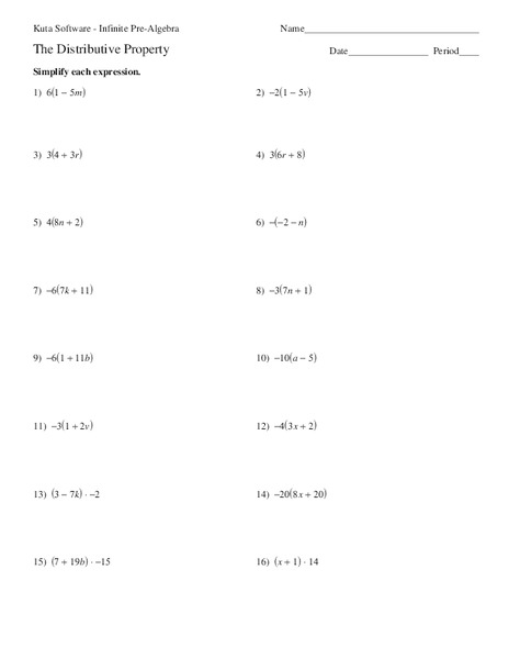 The Distributive Property Worksheet