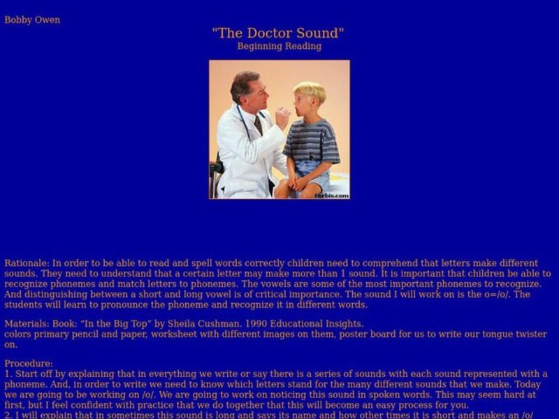 The Doctor Sound Lesson Plan