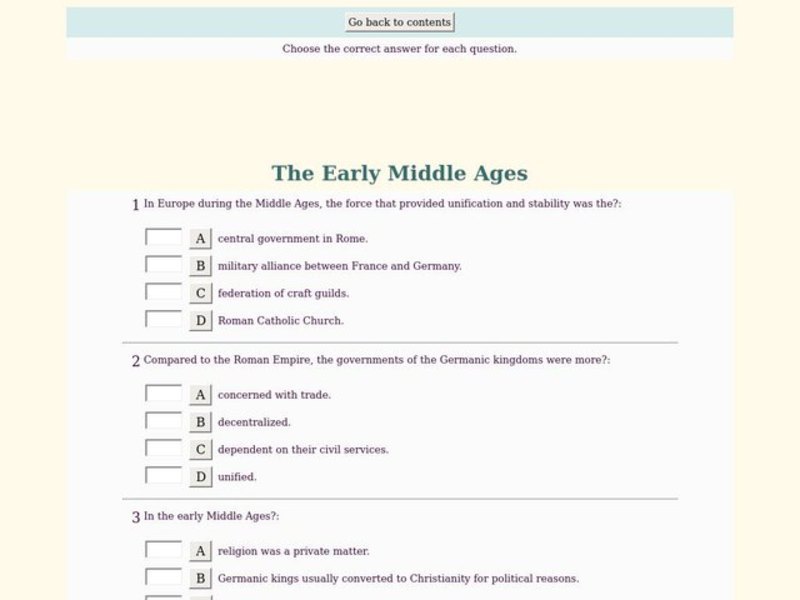 The Early Middle Ages Interactive