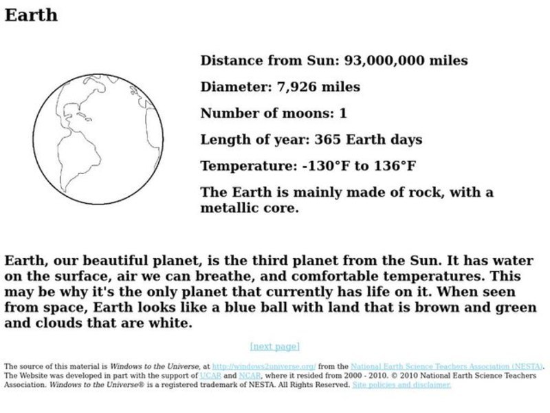 The Earth Handout