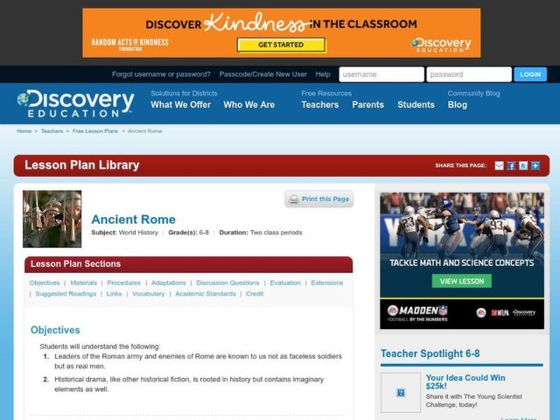 Ancient Rome Lesson Plan