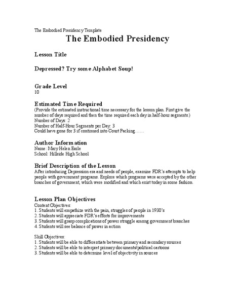The Embodied Presidency Lesson Plan
