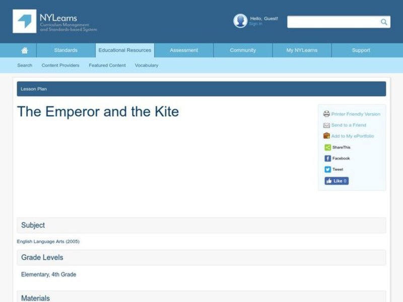 The Emperor and the Kite Lesson Plan