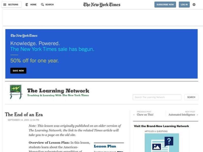 The End of an Era Lesson Plan