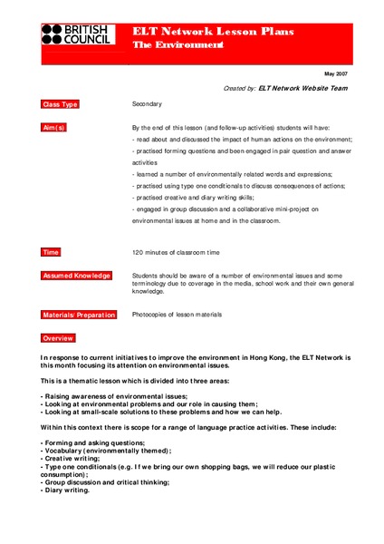 The Environment Lesson Plan